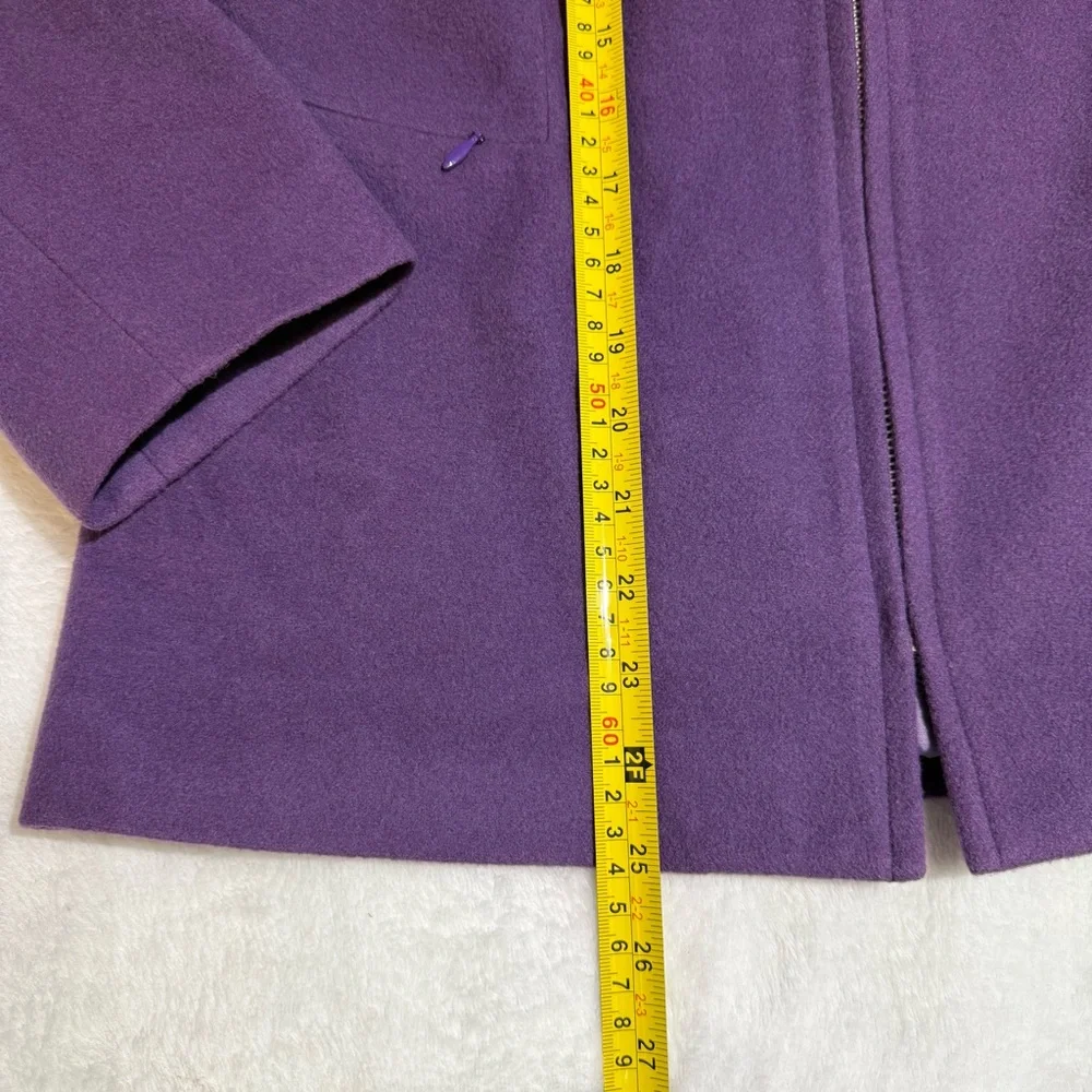 Vintage Harvé Benard‎ Petite Purple Wool Cashmere Blend Zip Jacket Size 4P
